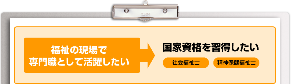 福祉の現場で専門職として活躍したい 国家資格を習得したい