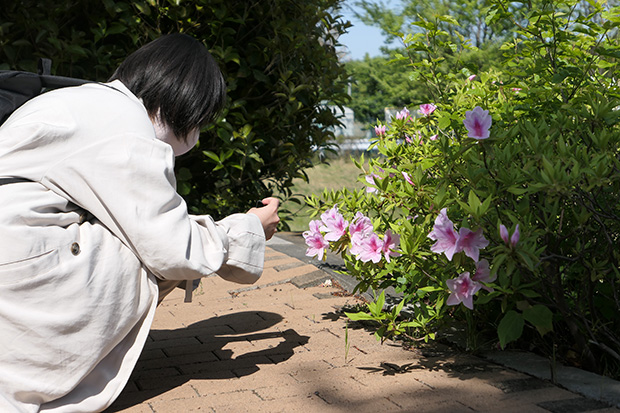 「花の蜜を吸ってた！！懐かしい」